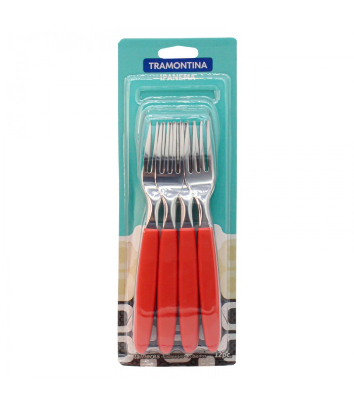 Tenedor Tramontina Ipanema Set de 12 Piezas - Rojo