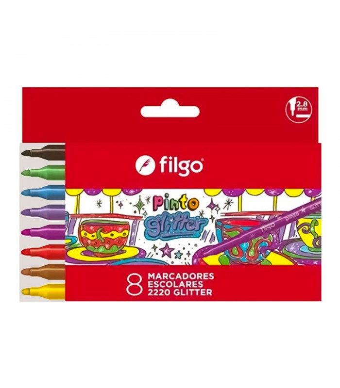 Pincel Marcador Filgo 8 Colores Glitter