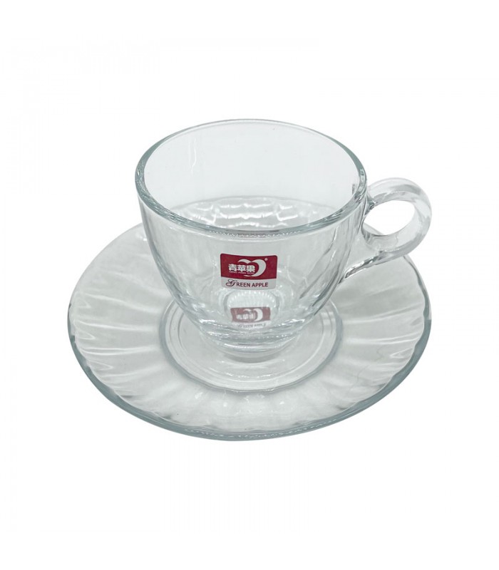 Taza de Vidrio Gourmet Grande con Plato - Foodness - Café Caribe