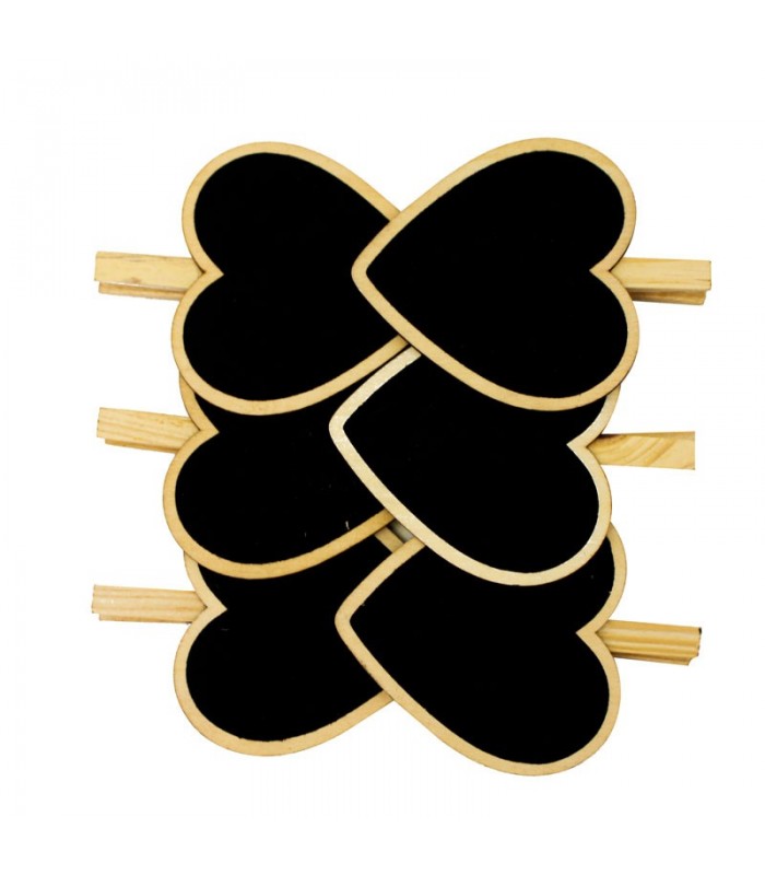 Mini Pizarras De MDF Diseño Corazon 6 Piezas