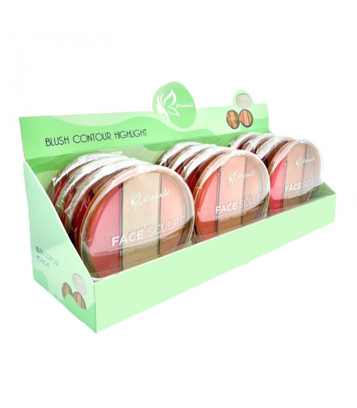 Paleta Full Face Blush Contorno e Iluminador Dhermosa