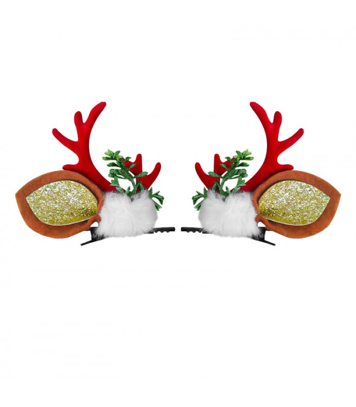 Hebilla Navideña de Reno con Orejas