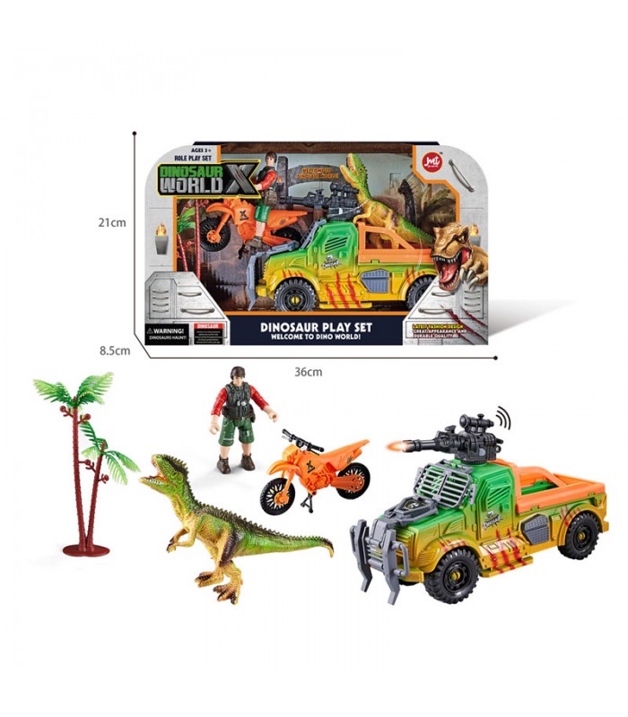 KIT AUTO DINOSAURIO CON ACCESORIOS