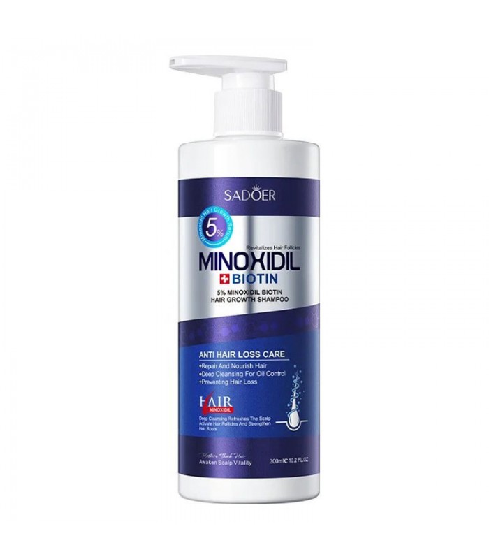 Shampoo Minoxidil Biotin 5% de 300ml Sadoer