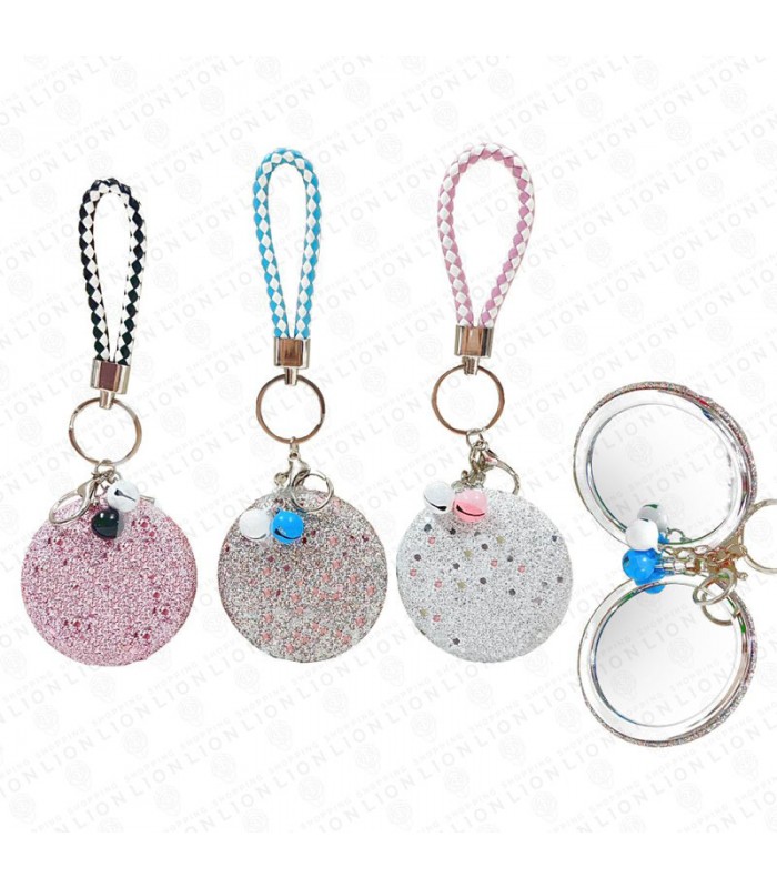 Espejo Para Cartera con Glitter & Llavero