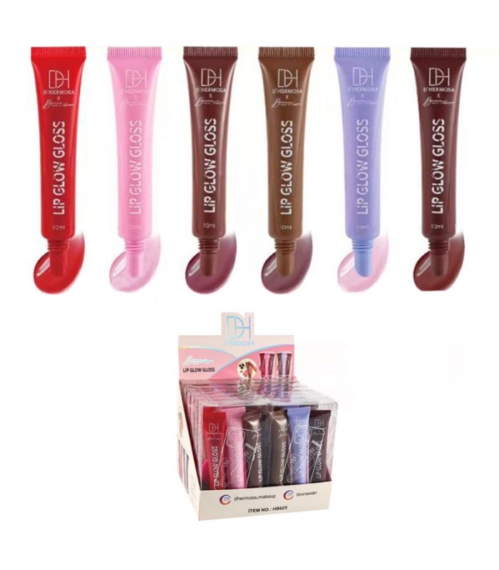 Set 3 Lip Glow Gloss Dhermosa x Bruna Wan | Brillo Hidratante + Porta Gloss Adhesivo