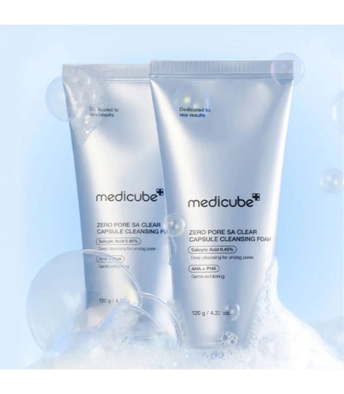 MEDICUBE Zero Pore SA Clear Capsule Cleansing Foam 120g | Limpiadora exfoliante con BHA y exosomas