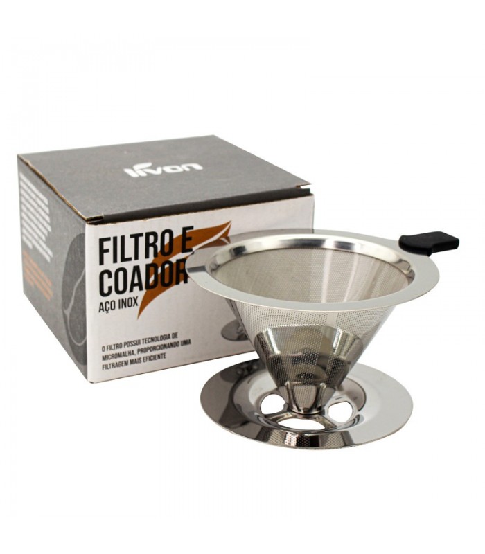 Soporte de acero inoxidable para filtro de café con diseño de panal de abeja 