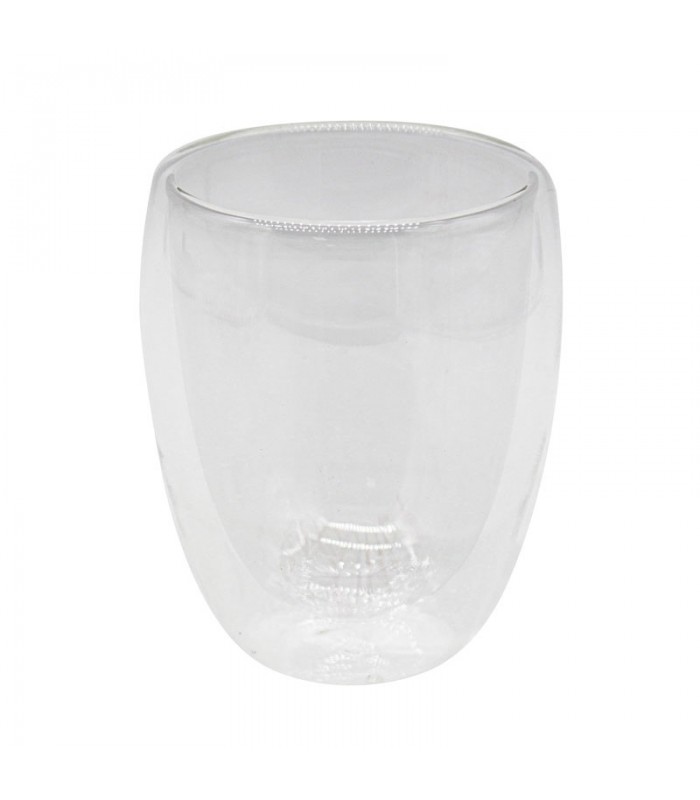Vaso doble fondo de vidrio de 250ml resistente al calor.